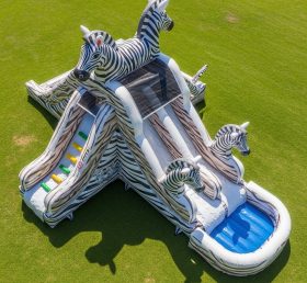 T8-5898 Zebra Theme Inflatable Water Slide