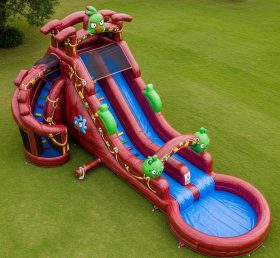 T8-7108 Angry Birds Theme Inflatable Water Slide