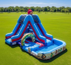 T8-7111 Angry Birds Theme Inflatable Water Slide