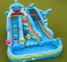 T8-7127 Baby Shark Theme Inflatable Water Slide