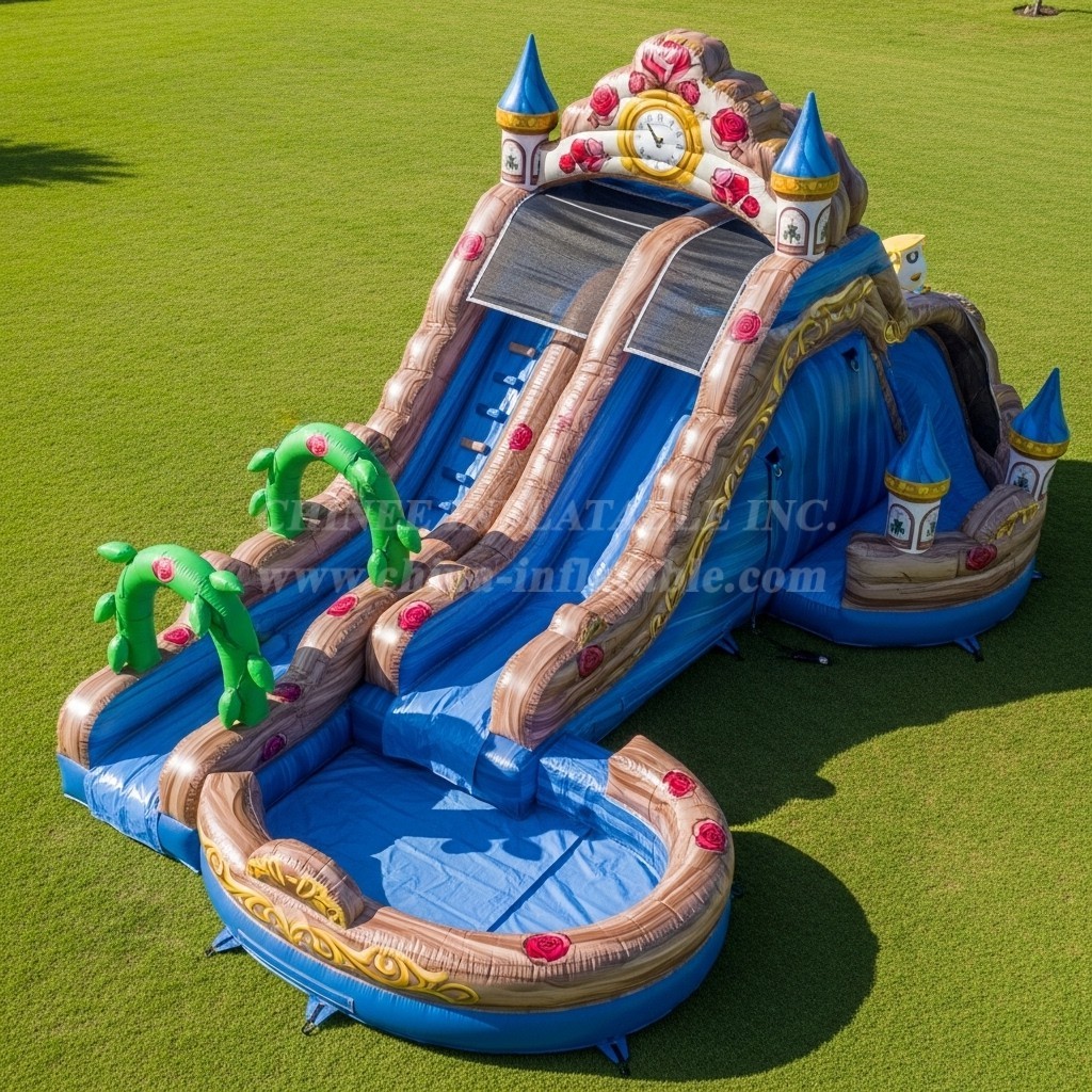 T8-7147 Beauty and the Beast Theme Inflatable Water Slide