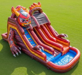T8-7159 Blaze Monster Theme Inflatable Water Slide