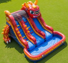 T8-7160 Blaze Monster Theme Inflatable Water Slide