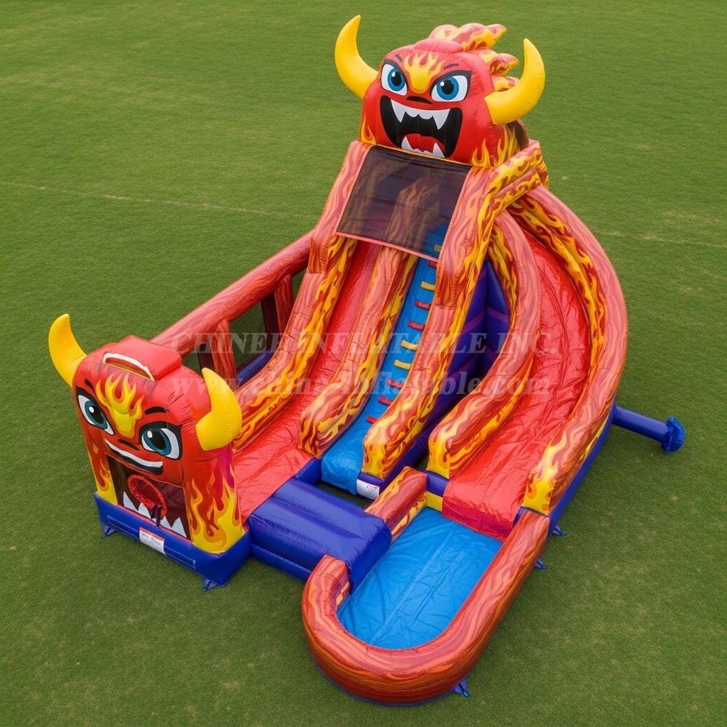 T8-7165 Blaze Monster Theme Inflatable Water Slide