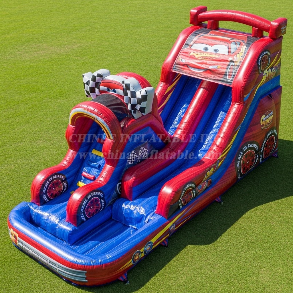 T8-7194 Cars Theme Inflatable Water Slide