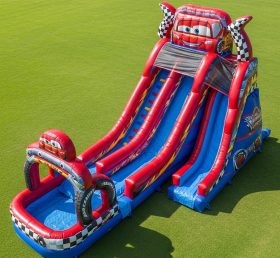 T8-7197 Cars Theme Inflatable Water Slide