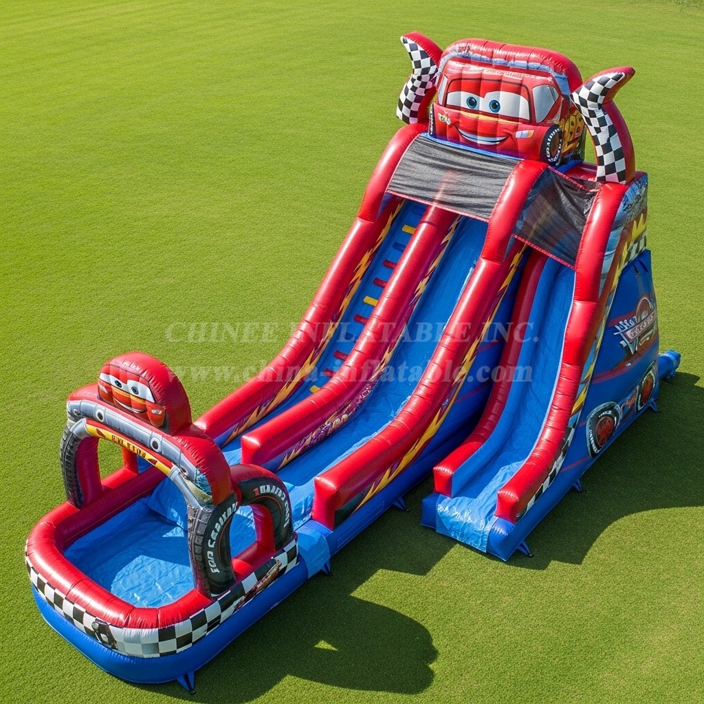 T8-7197 Cars Theme Inflatable Water Slide