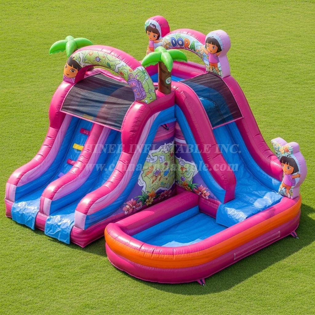 T8-7218 Dora Theme Inflatable Water Slide
