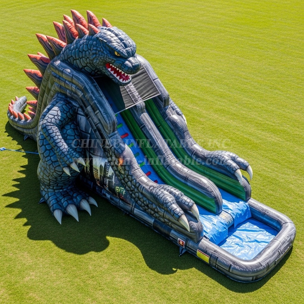 T8-7244 Godzilla Theme Inflatable Water Slide