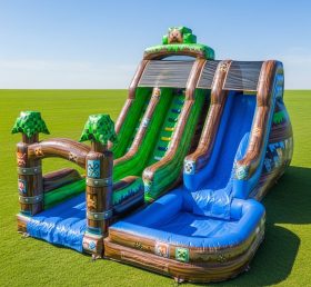 T8-7324 Minecraft Theme Inflatable Water Slide