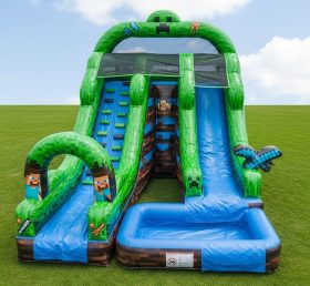 T8-7326 Minecraft Theme Inflatable Water Slide