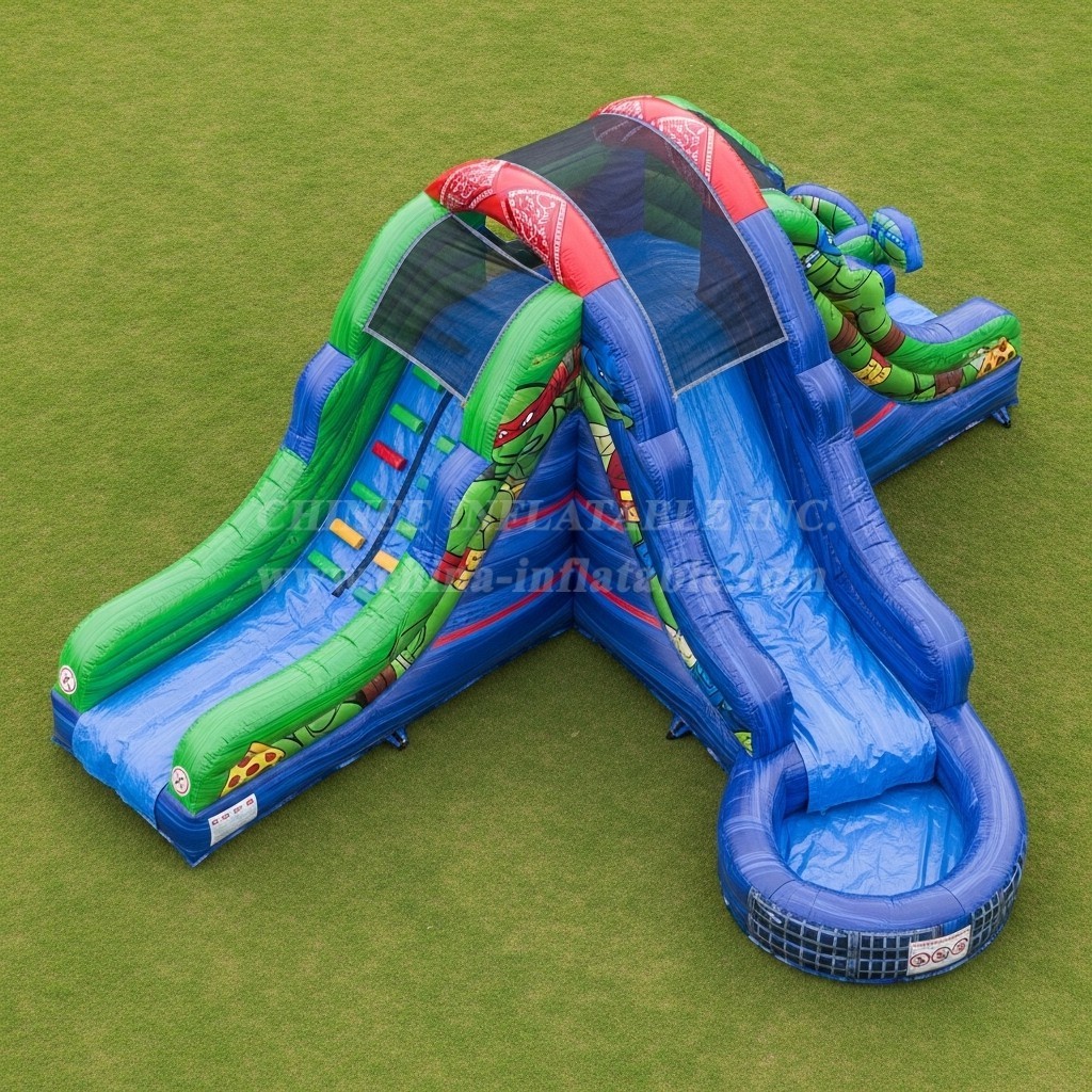 T8-7369 Ninja Turtles Theme Inflatable Water Slide