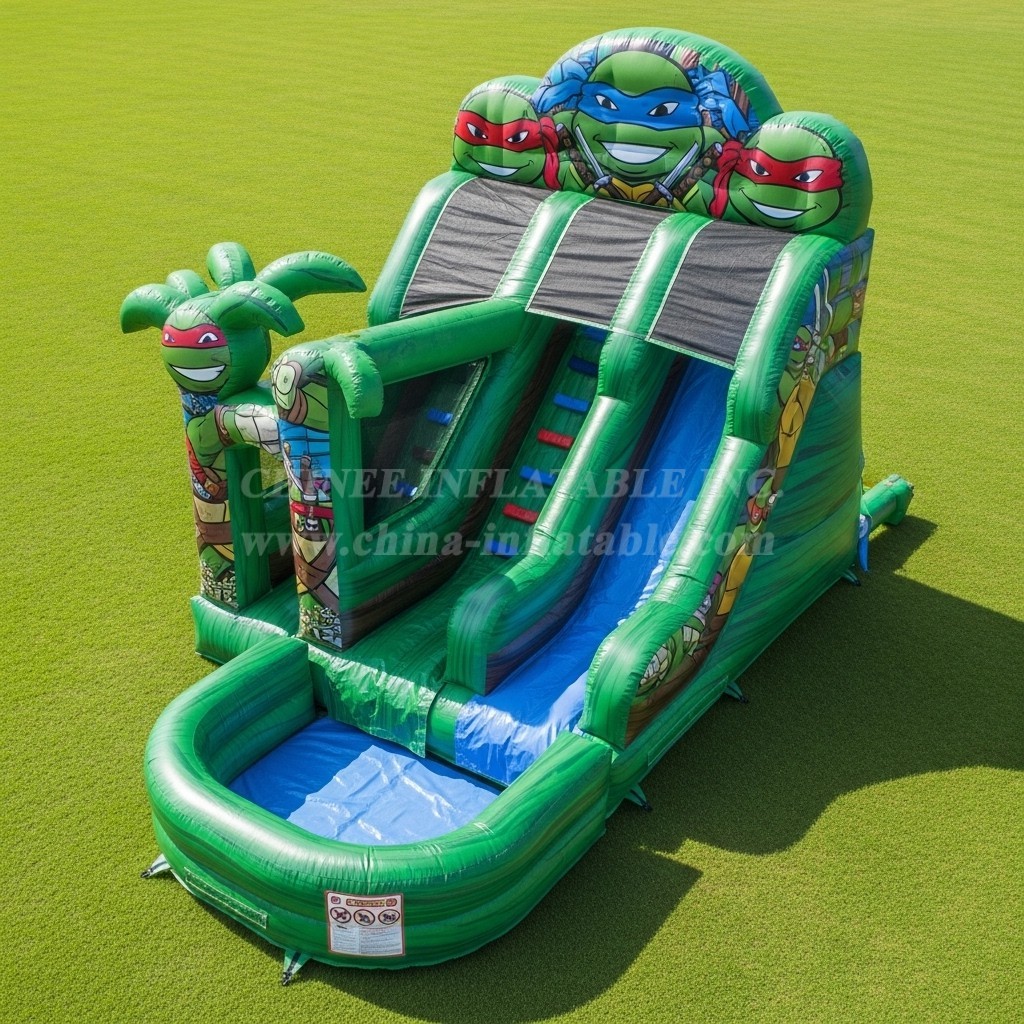 T8-7373 Ninja Turtles Theme Inflatable Water Slide