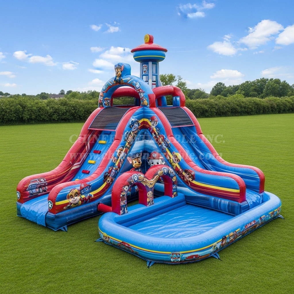 T8-7379 Paw Patrol Theme Inflatable Water Slide