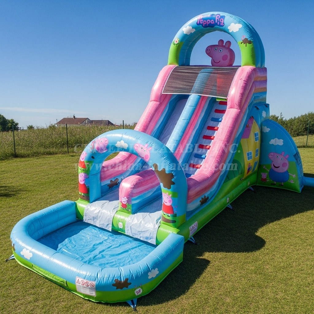 T8-7385 Peppa Pig Theme Inflatable Water Slide