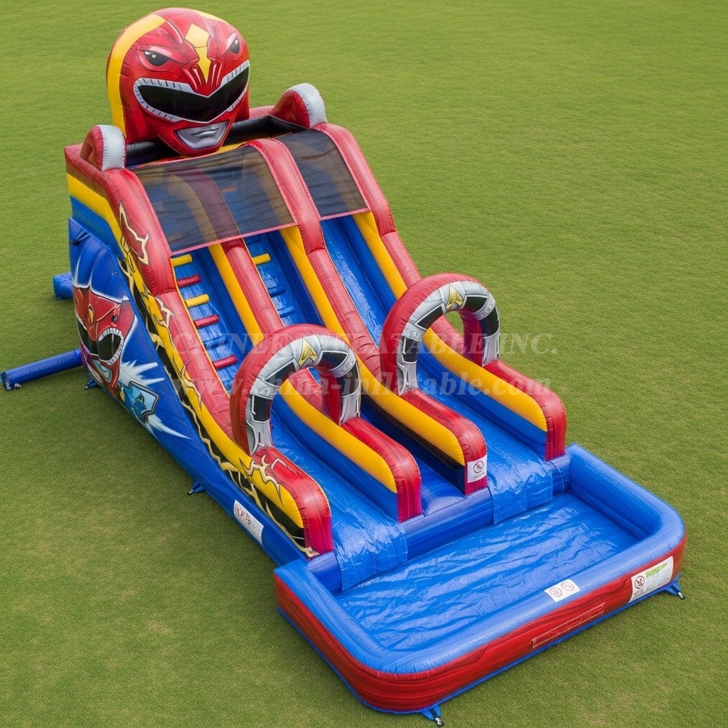 T8-7420 Power Rangers Theme Inflatable Water Slide