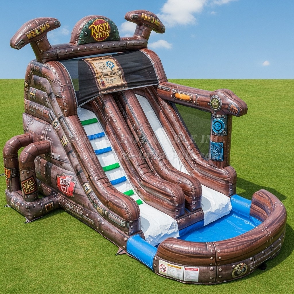 T8-7430 Rusty Rivets Theme Inflatable Water Slide