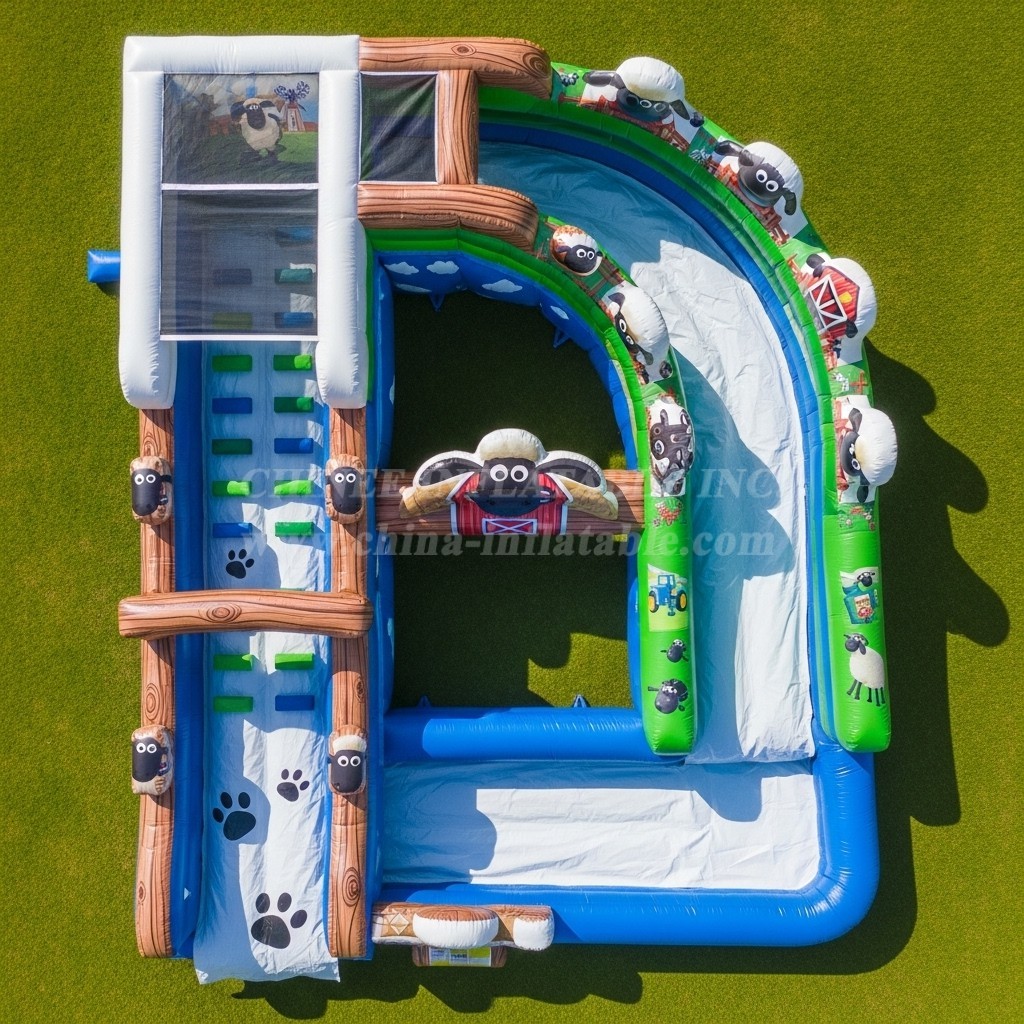 T8-7444 Shaun the Sheep Theme Inflatable Water Slide