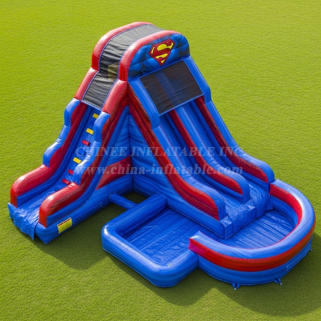 T8-7505 Superman Theme Inflatable Water Slide