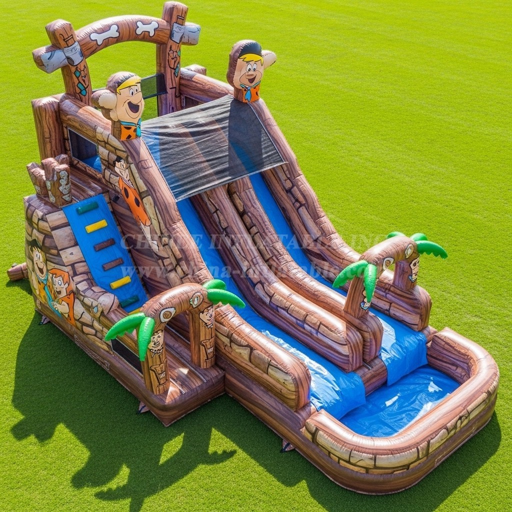 T8-7531 The Flintstones Theme Inflatable Water Slide