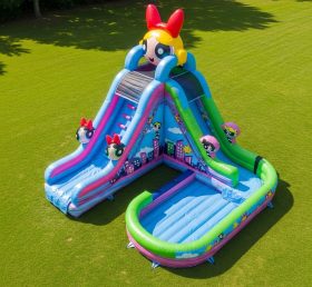 T8-7545 The Powerpuff Girls Theme Inflatable Water Slide