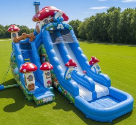 T8-7556 The Smurfs Theme Inflatable Water Slide
