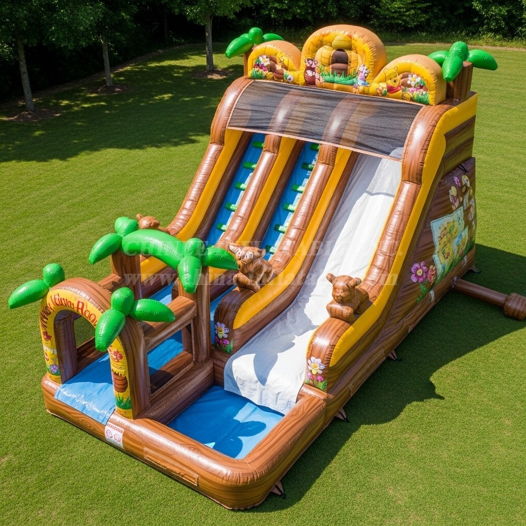 T8-7605 Winnie the Pooh Theme Inflatable Water Slide