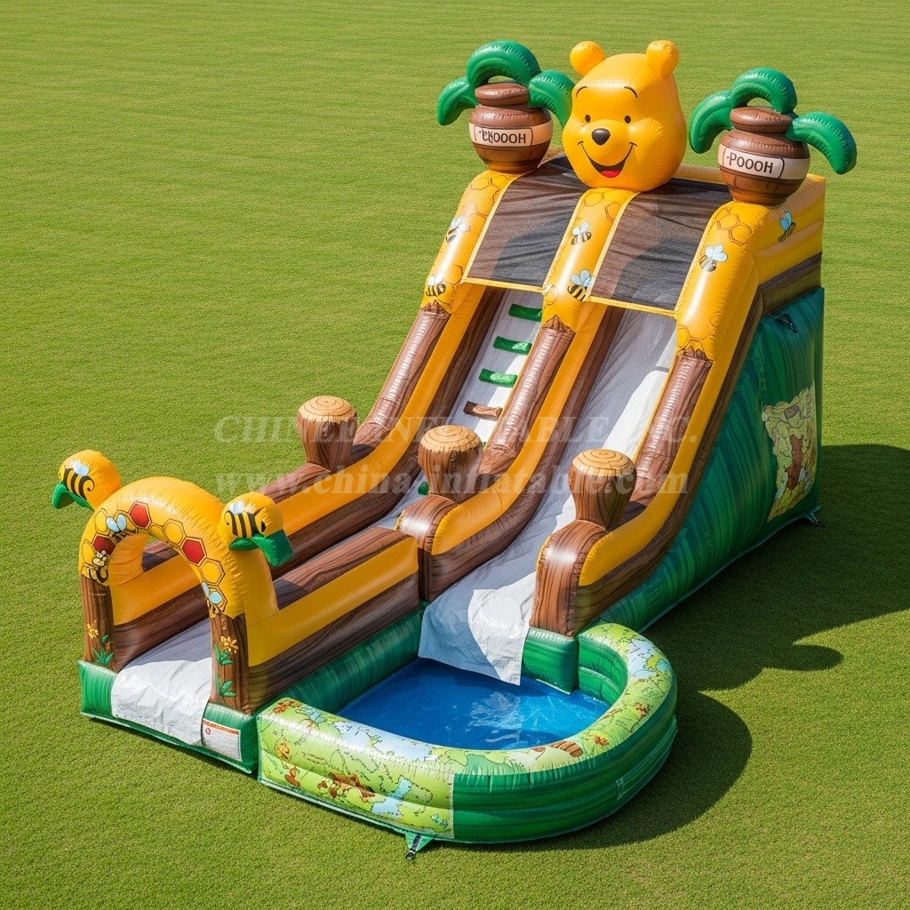 T8-7607 Winnie the Pooh Theme Inflatable Water Slide