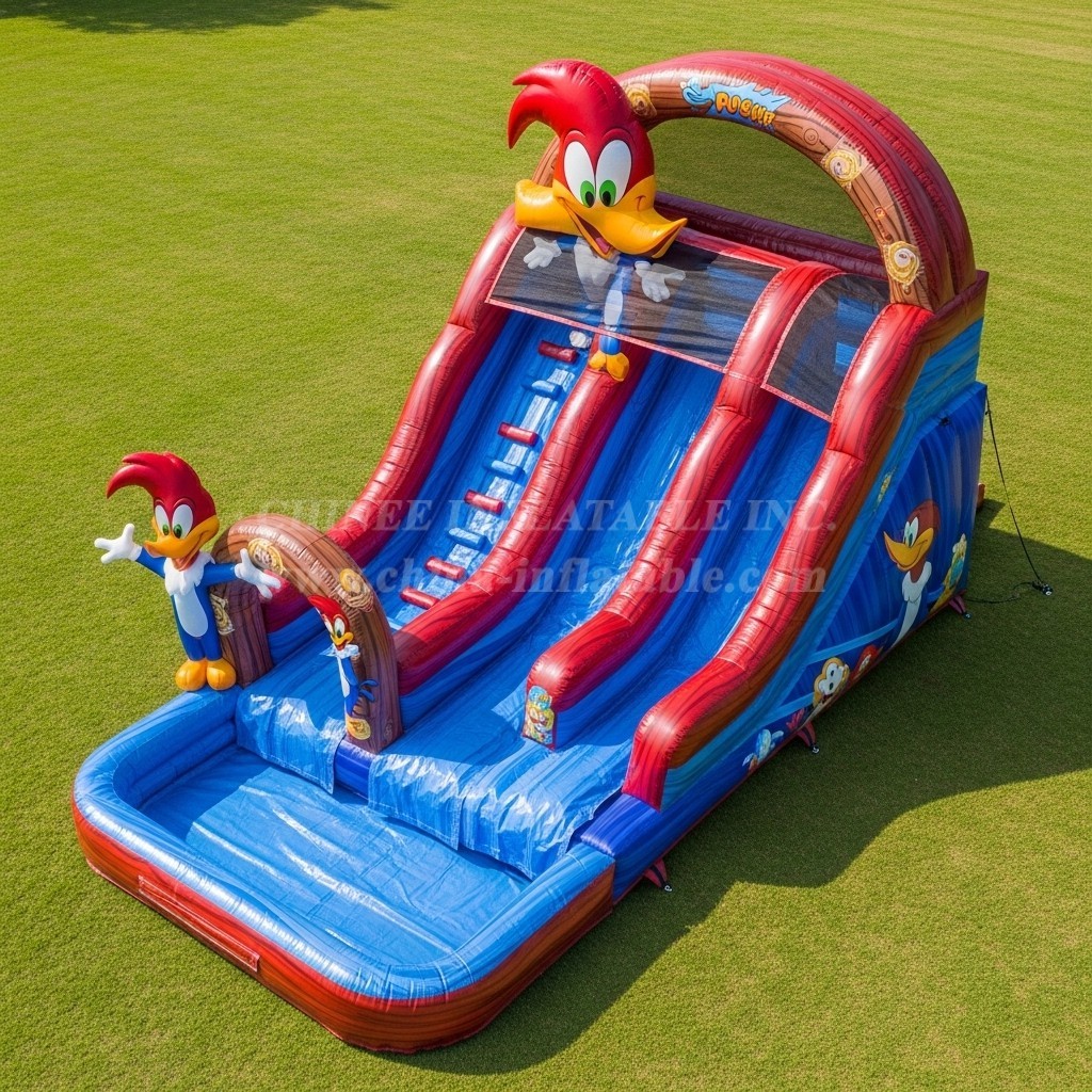 T8-7609 Woody Woodpecker Theme Inflatable Water Slide