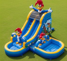 T8-7611 Woody Woodpecker Theme Inflatable Water Slide