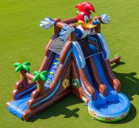 T8-7614 Woody Woodpecker Theme Inflatable Water Slide
