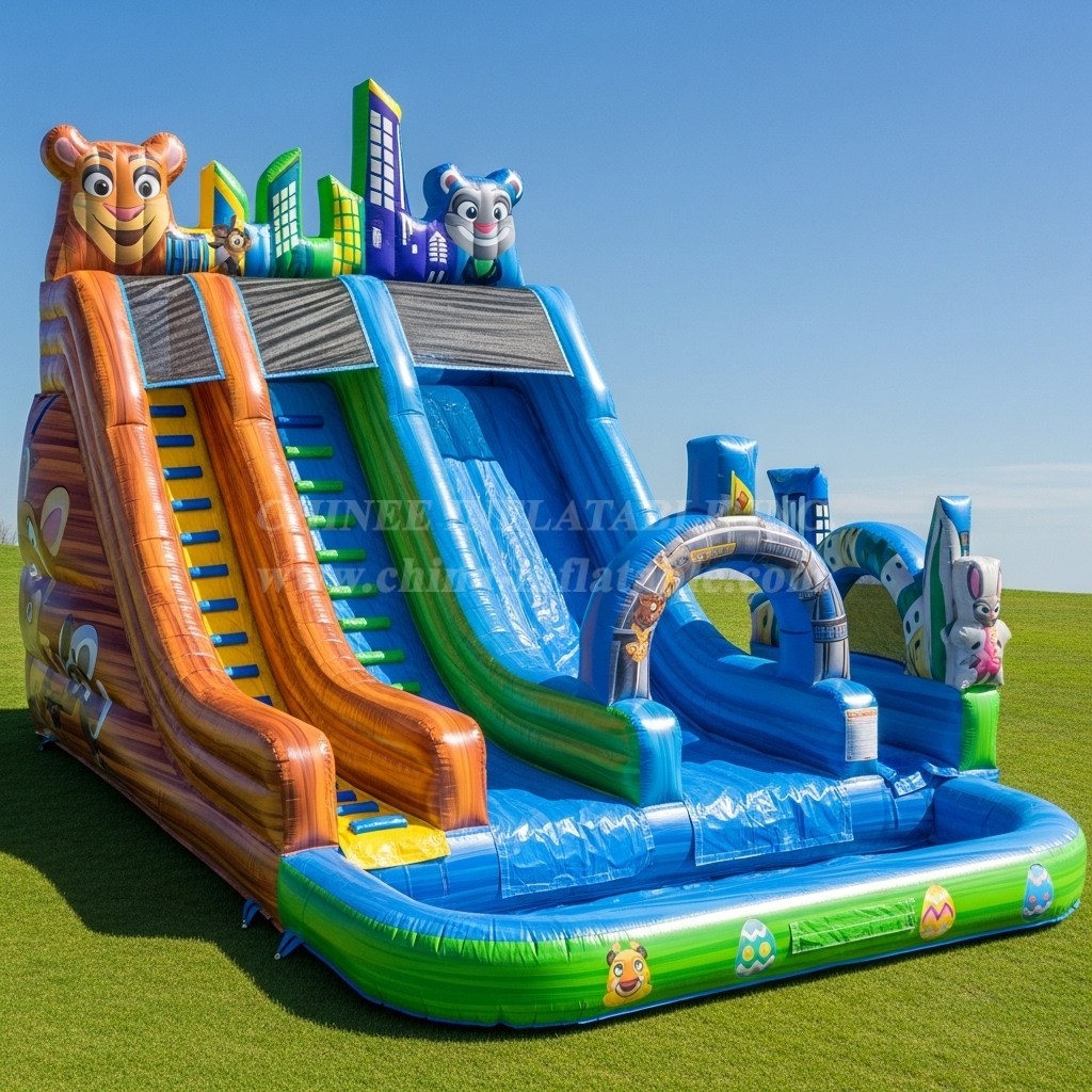 T8-7616 Zootopia Theme Inflatable Water Slide