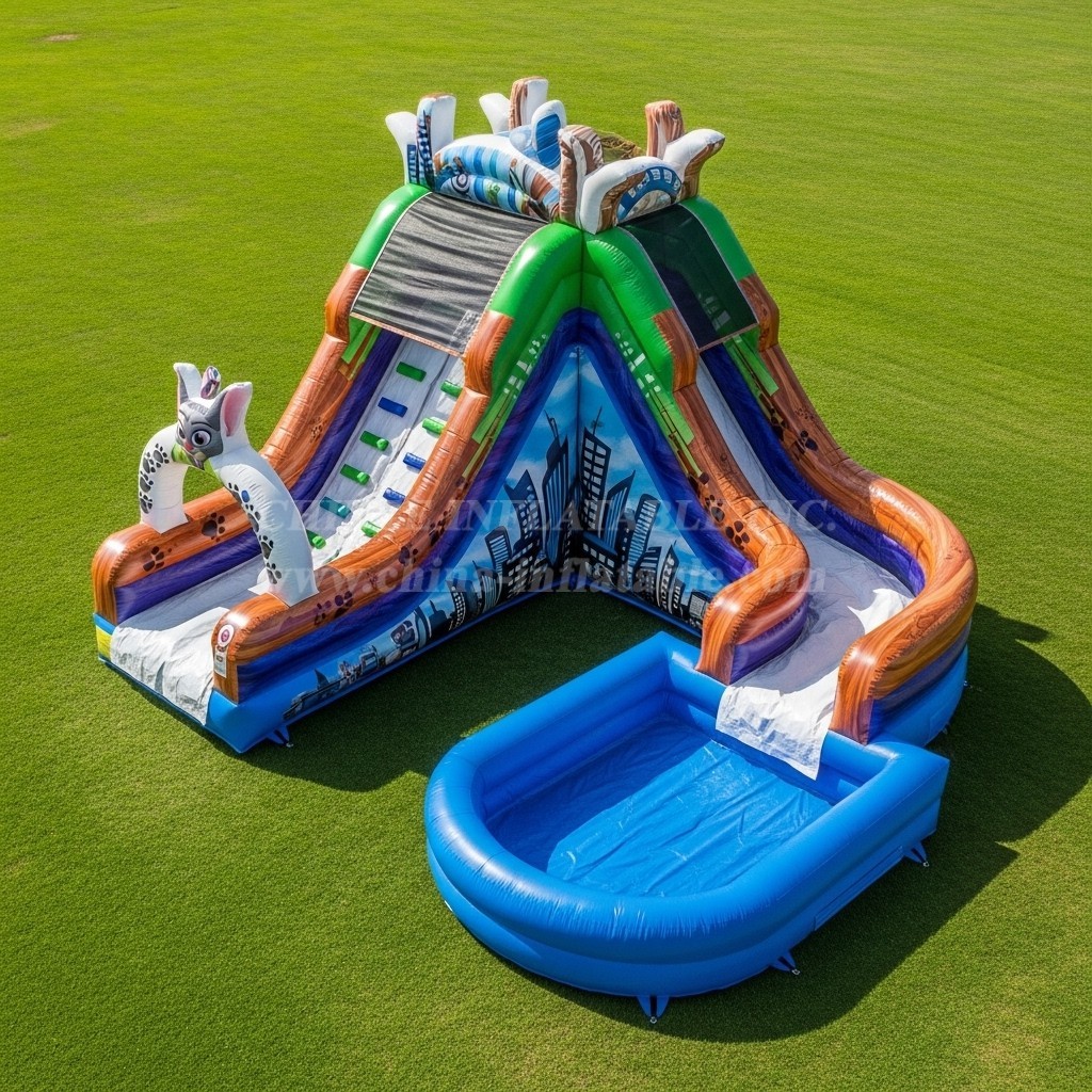 T8-7620 Zootopia Theme Inflatable Water Slide