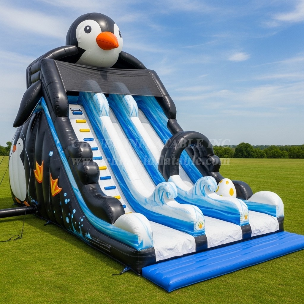 T8-7804 Penguin Theme Inflatable Slide
