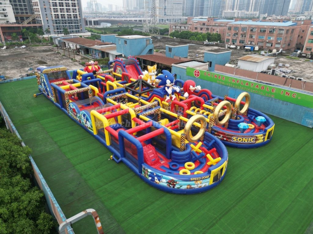 CR2-115 Sonic Theme Challenging Run Giant Inflatable Obstacle Courses