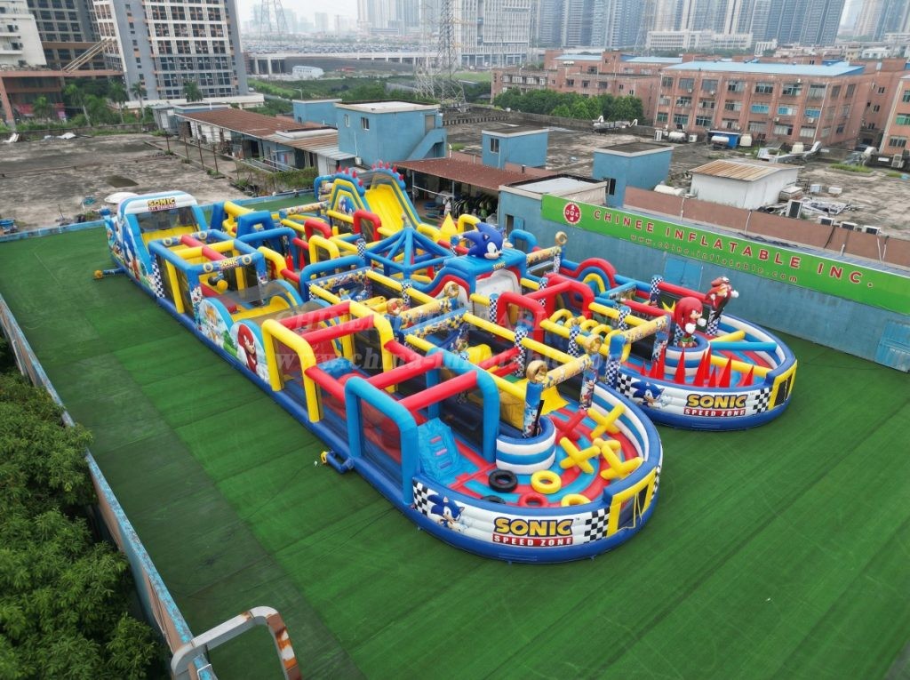 CR2-116 Sonic Theme Challenging Run Giant Inflatable Obstacle Courses