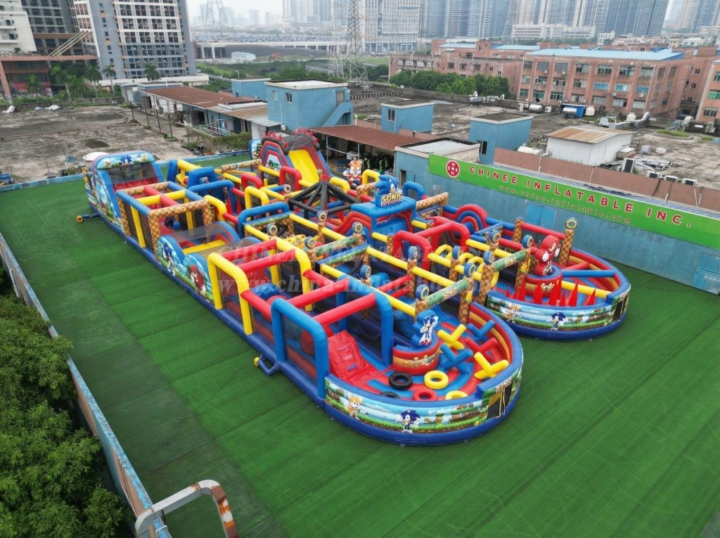 CR2-117 Sonic Theme Challenging Run Giant Inflatable Obstacle Courses