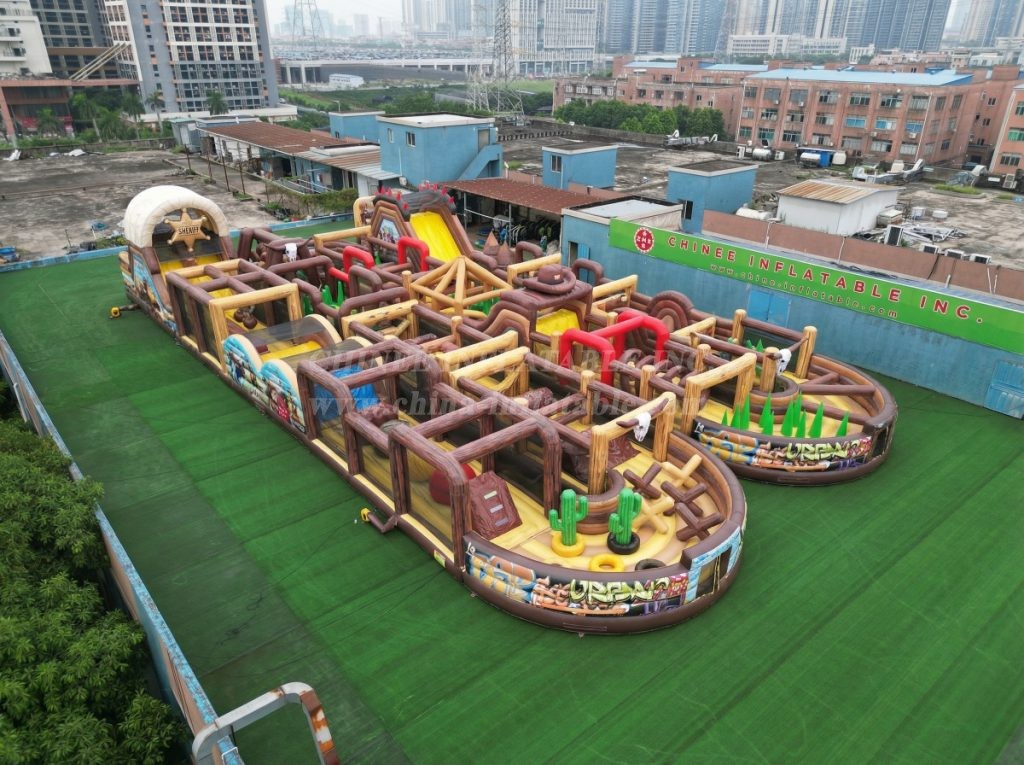 CR2-159 Wild West Theme Challenging Run Giant Inflatable Obstacle Courses