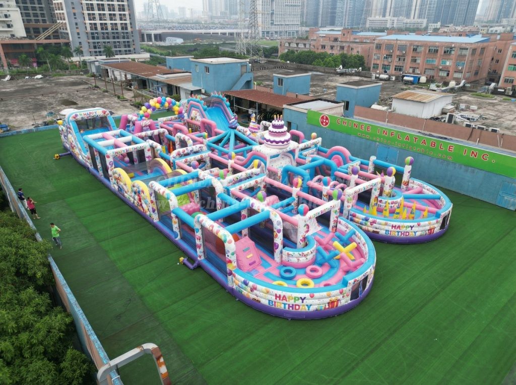 CR2-178 Birthdays Theme Challenging Run Giant Inflatable Obstacle Courses