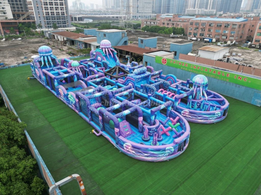 CR2-201 Jellyfish Theme Challenging Run Giant Inflatable Obstacle Courses