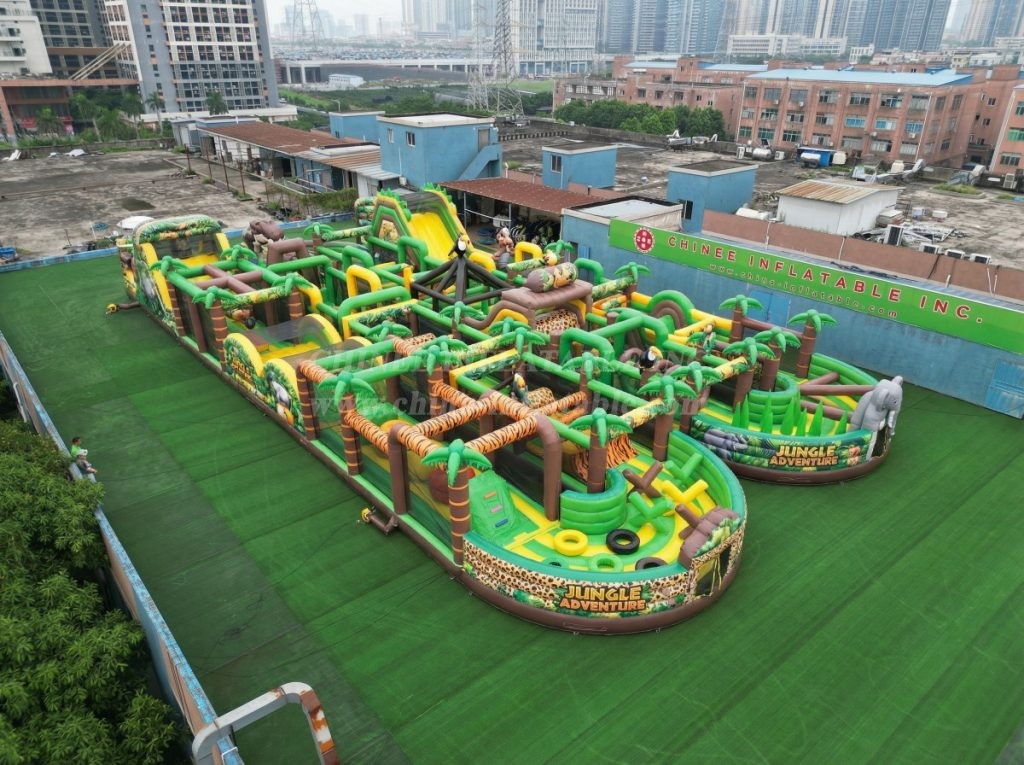 CR2-203 Jungle Theme Challenging Run Giant Inflatable Obstacle Courses