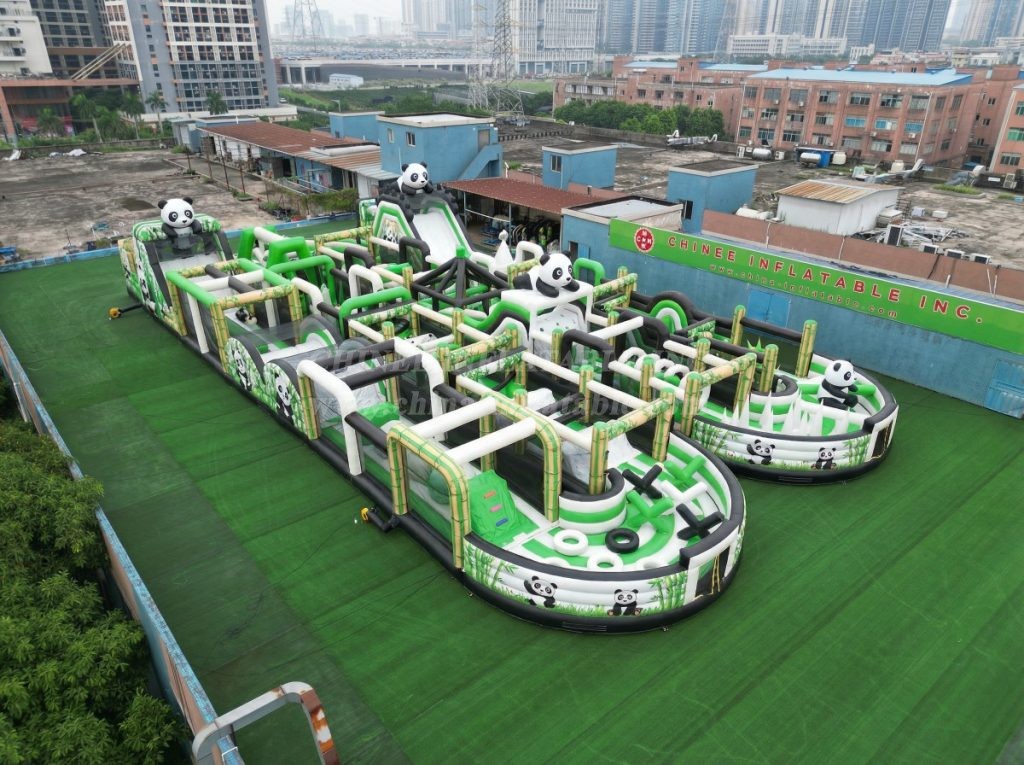 CR2-221 Panda Theme Challenging Run Giant Inflatable Obstacle Courses