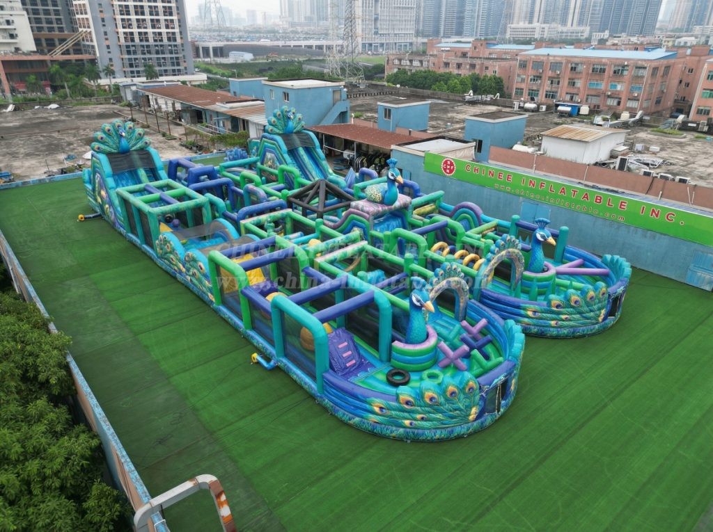 CR2-224 Peacock Theme Challenging Run Giant Inflatable Obstacle Courses