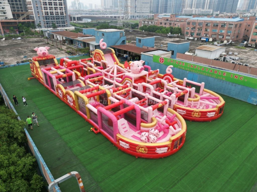 CR2-227 Pig Theme Challenging Run Giant Inflatable Obstacle Courses