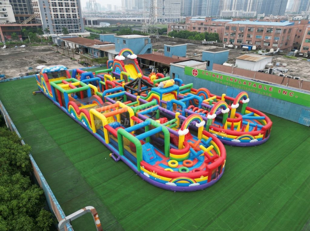 CR2-228 Rainbow Theme Challenging Run Giant Inflatable Obstacle Courses