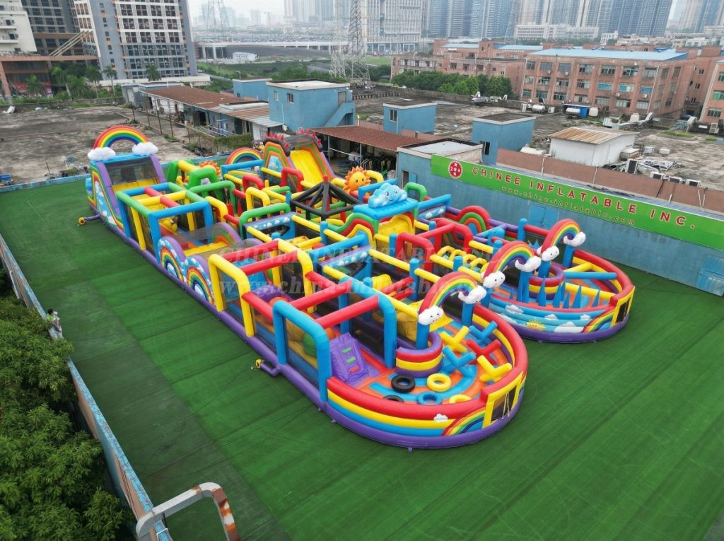 CR2-229 Rainbow Theme Challenging Run Giant Inflatable Obstacle Courses