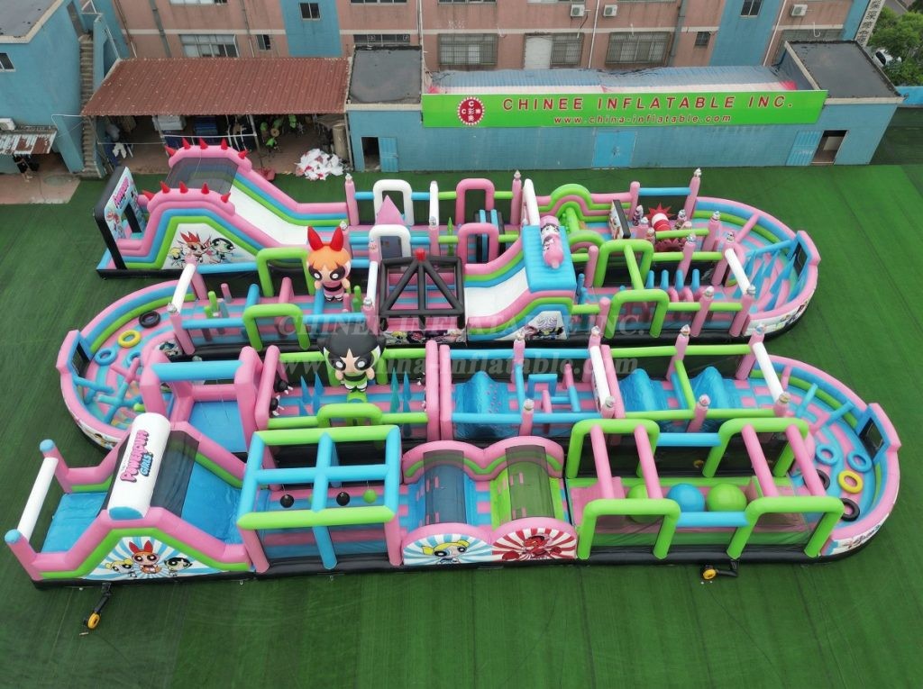 CR2-330 The Powerpuff Girls Theme Challenging Run Giant Inflatable Obstacle Courses