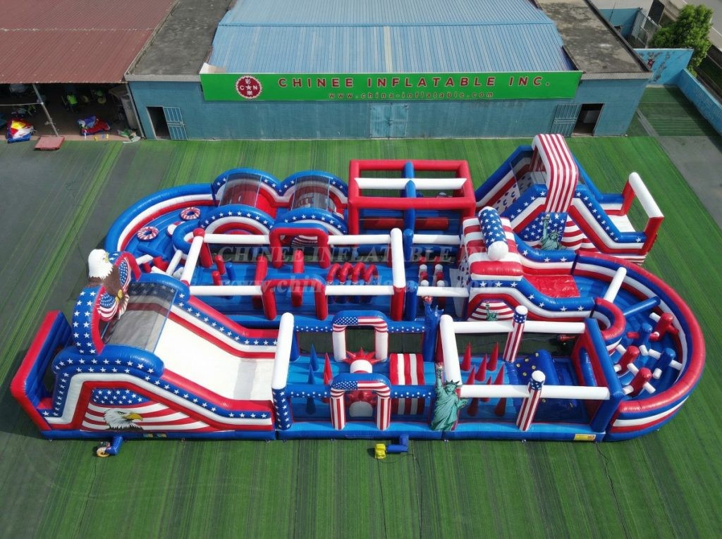 CR2-357 American Style Theme Challenging Run Giant Inflatable Obstacle Courses