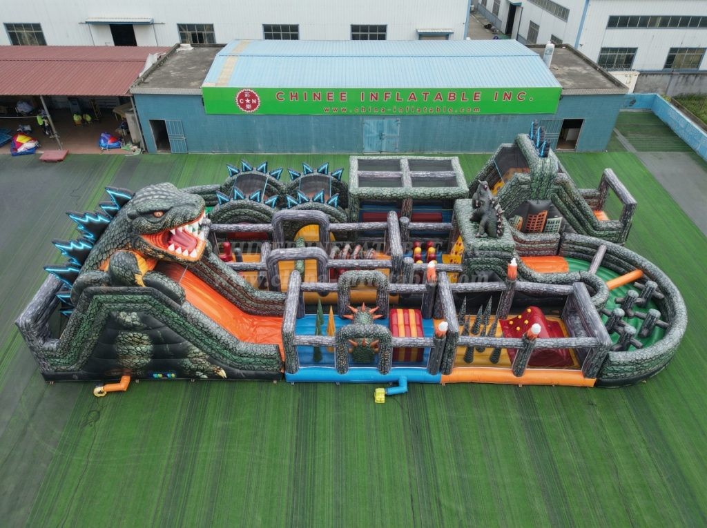 CR2-388 Godzilla Theme Challenging Run Giant Inflatable Obstacle Courses