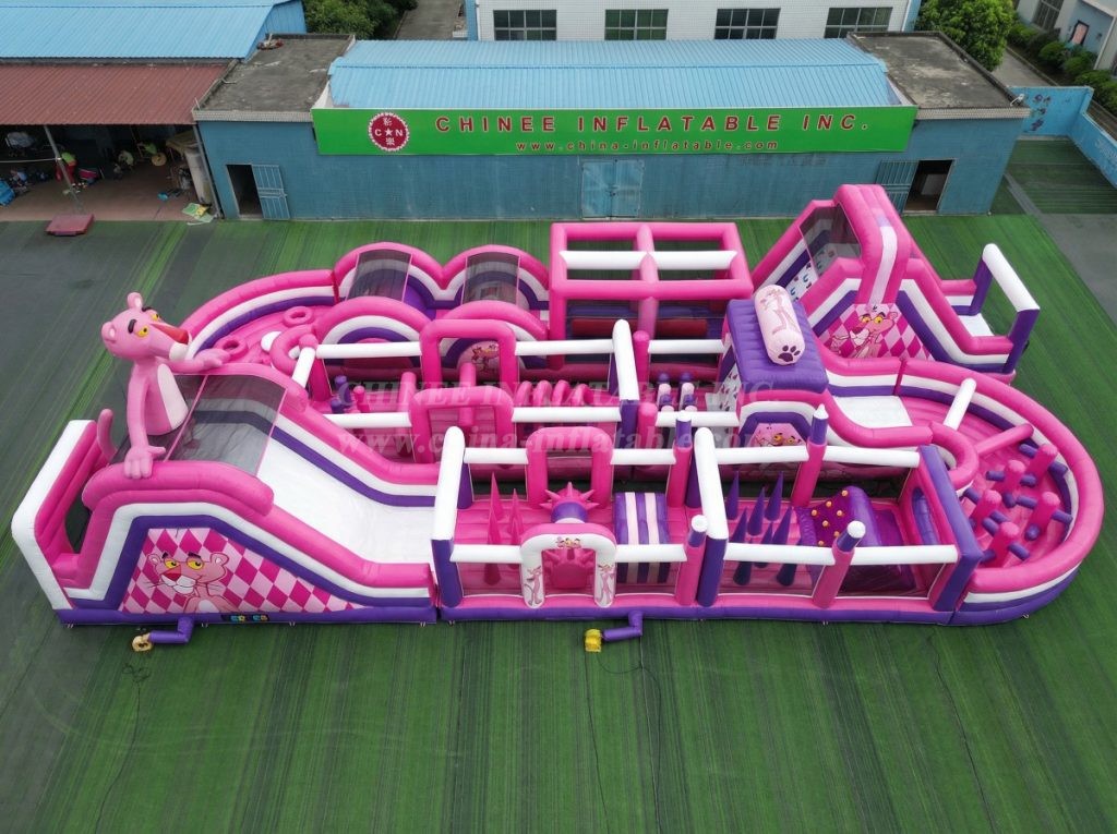 CR2-421 Pink Panther Theme Challenging Run Giant Inflatable Obstacle Courses